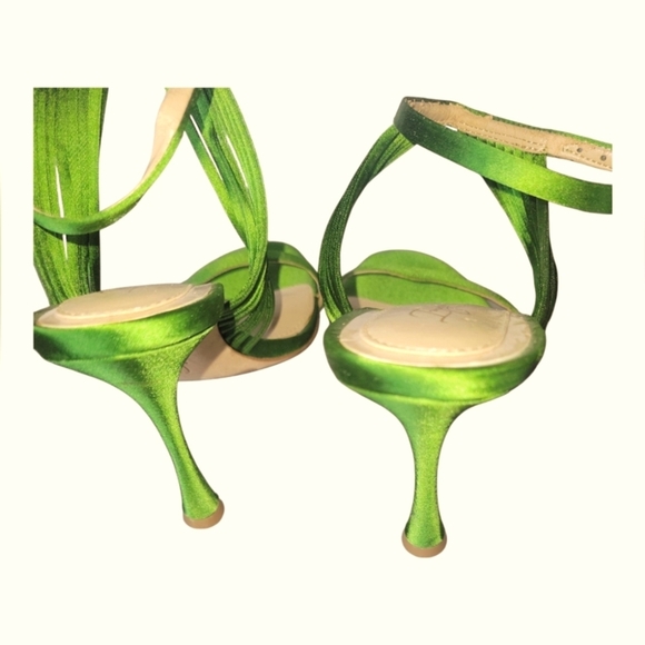Imagine Vince Camuto Raim Satin  Ankle Strap Green Women's Sandals Sz 7 1/2M/38 - Picture 4 of 10